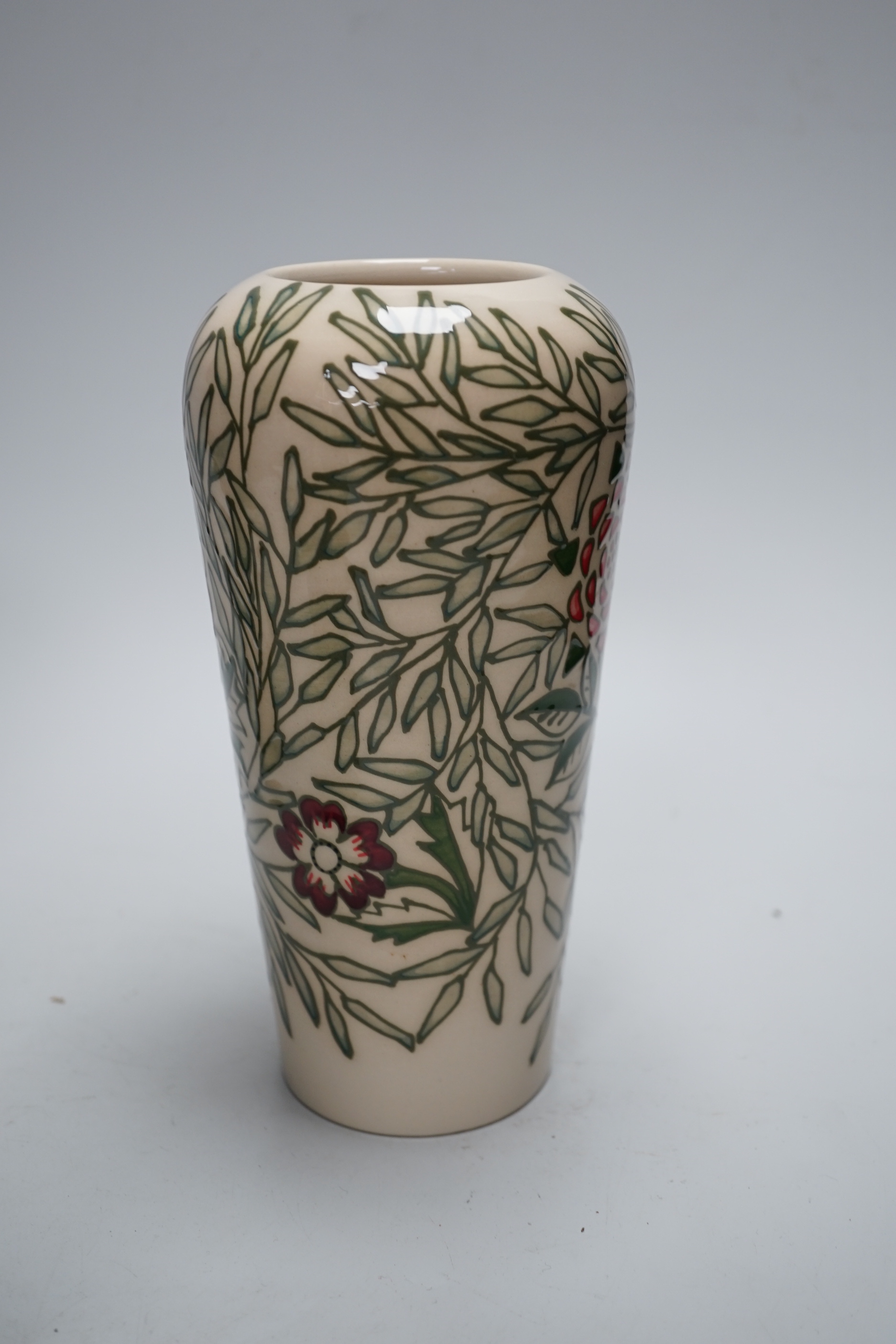 Sally Tuffin for Dennis China Works - three floral design vases, 20cm